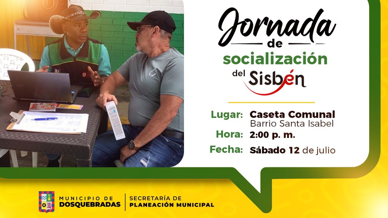 Sisbén Dosquebradas estará en Santa Isabel, este 12 de julio con jornada descentralizada